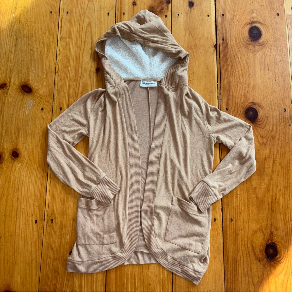 No Boundaries Hooded Cardigan Sherpa Lined Hood Size M (8–10)